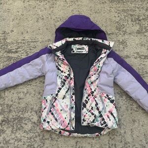 Spyder Purple and Multicolor Kids Puffer Jacket